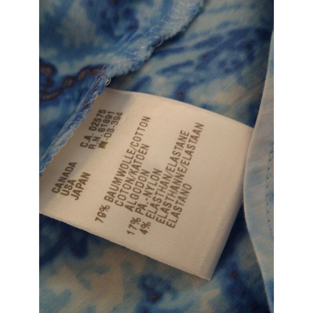 Escada Sport Blue Paisley Stretch Button Front Top Womens 36 S/M Casual Preppy - Picture 7 of 7